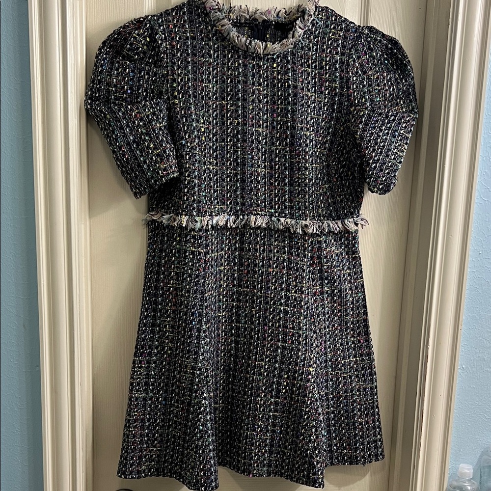 Fate Tweed Mini Dress in Black with Multicolor Flecks